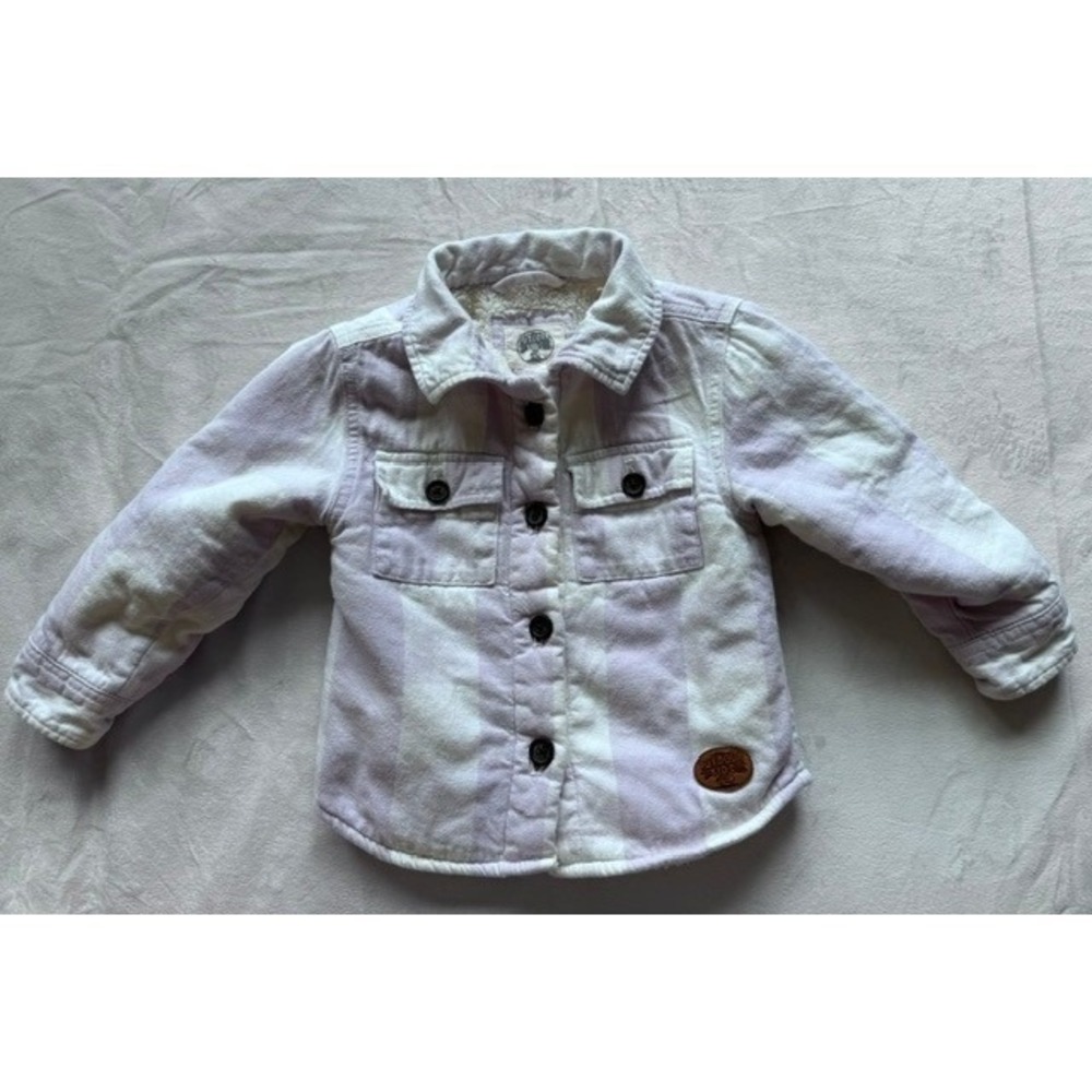 Outdoor Kids Bass Pro Shops Purple Plaid Sherpa Lined Flannel Shacket 2T